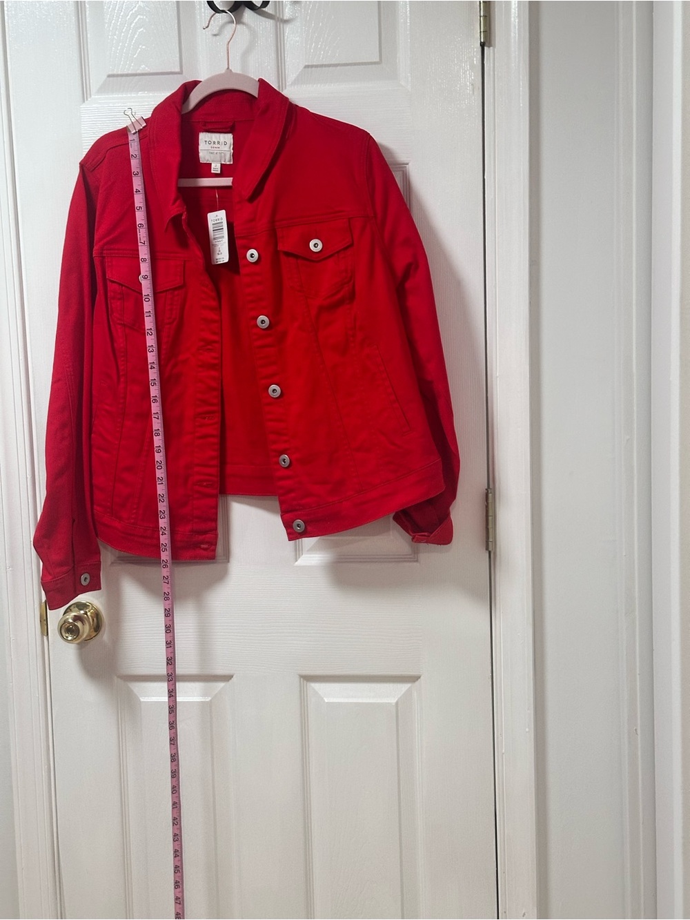 torrid Bright Red Denim Jacket with Button Front